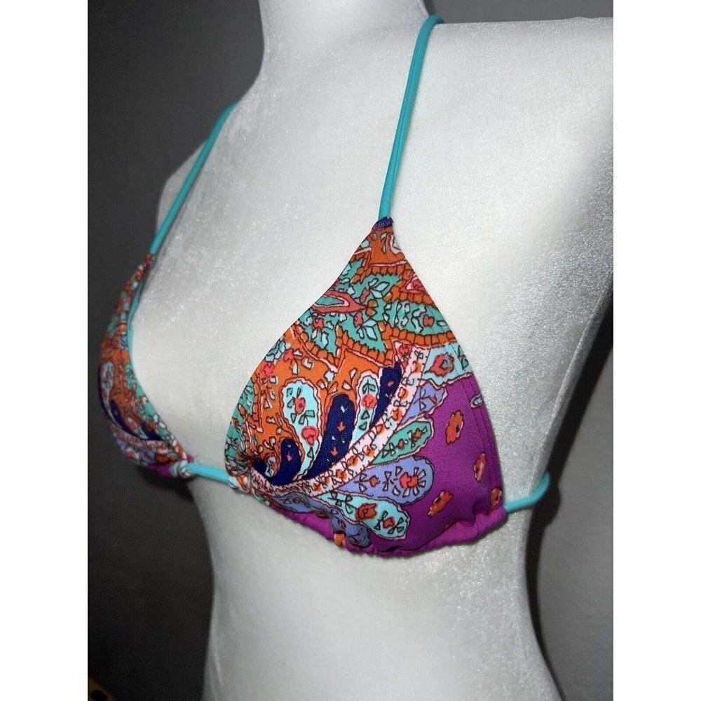 Victoria's Secret Swim Bikini Top Triangle Padded Multi-Color Paisley Small 1D